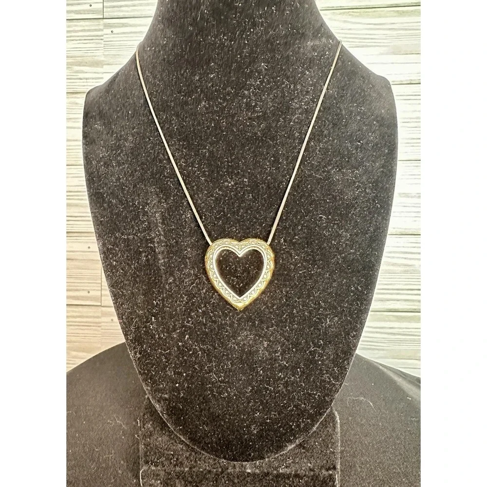 Brighton Pure Silver Plate Open Heart Drop Vintage Pendant Necklace
